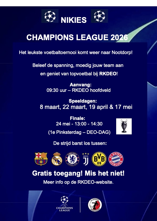 Champions League 2026 van start op 8 maart a.s.