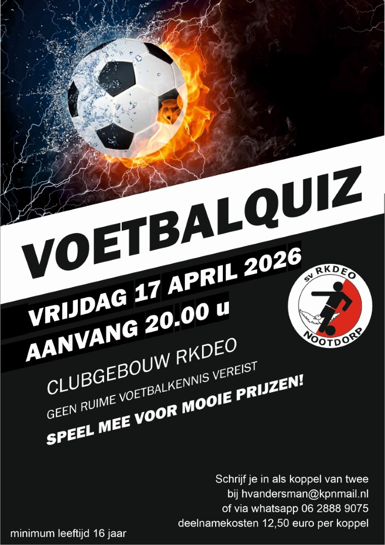 RKDEO voetbalquiz op 17 april a.s. in het clubgebouw om 20.00 uur